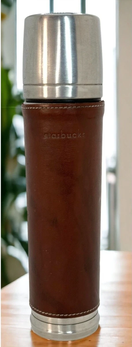 Starbucks Coffee Barista Stainless Steel Tumbler Thermos Leather Sleeve 16  oz