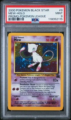 2000 POKEMON PROMO BLACK STAR POKEMON LEAGUE #9 MEW-HOLO PSA 9