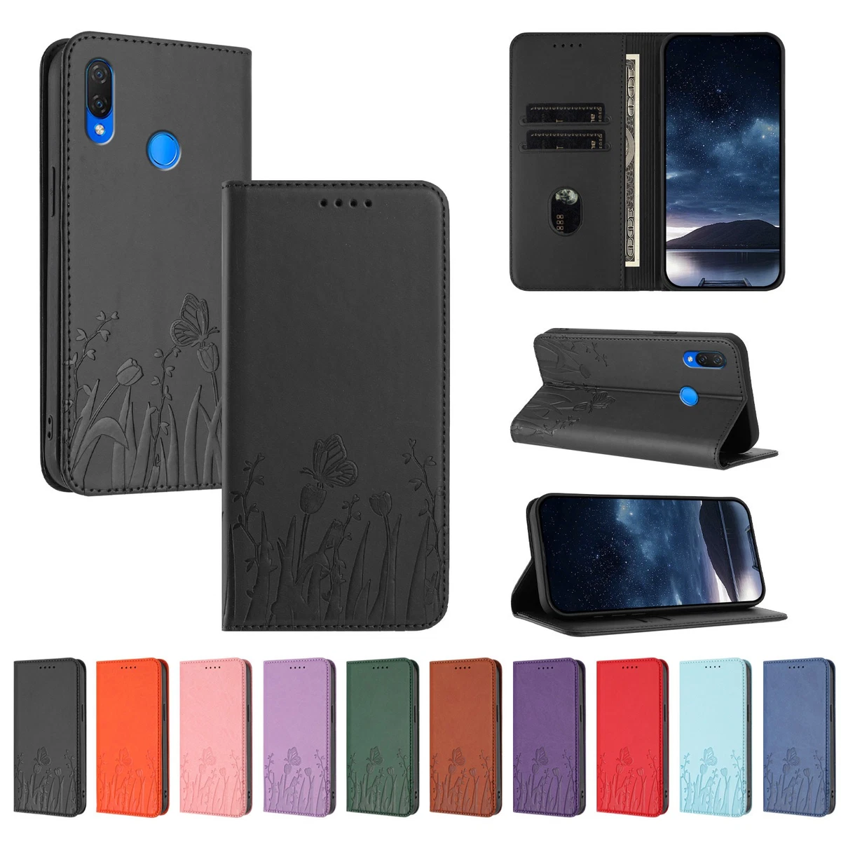 Cover In Pelle Artificiale Per Huawei Nova Plus (Bookstyle, Nero) + 2 Pellicole Protettive In Omaggio!