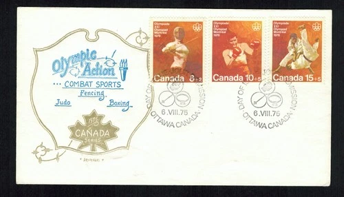 Canada #B7-B9, 19753 Combat Olympic Sports on Artopages cachet FDC, VF