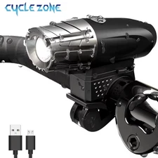 USB Rechargeable Bright LED Bicycle Bike Front Headlight and Rear Tail Light Set