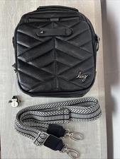 NWOT Lug Skeeter Black Leather Crossbody Bag Purse With Lug Charm
