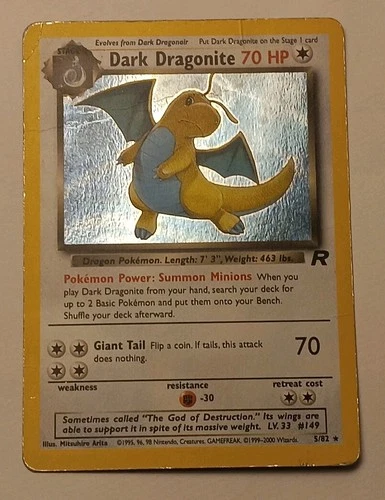Dark Dragonite 5/82 Team Rocket Holo Rare Vintage Pokémon TCG