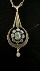 Vintage 14K Gold Rose Cut Diamond Pendant Necklace Pearl Drop 18” — photo 7