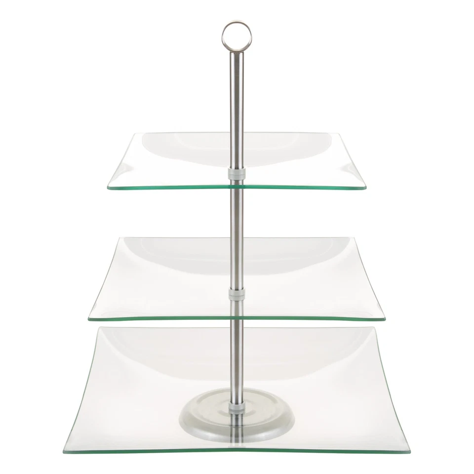Home Dess Chef Buddy Three Tier Square Glass Buffet and Dessert Stand, 1 Pack, - Image 4 of 4
