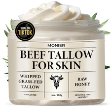 MONIER Whipped Beef Tallow for Skin, Tallow and Honey Balm for Face, Moisturizer