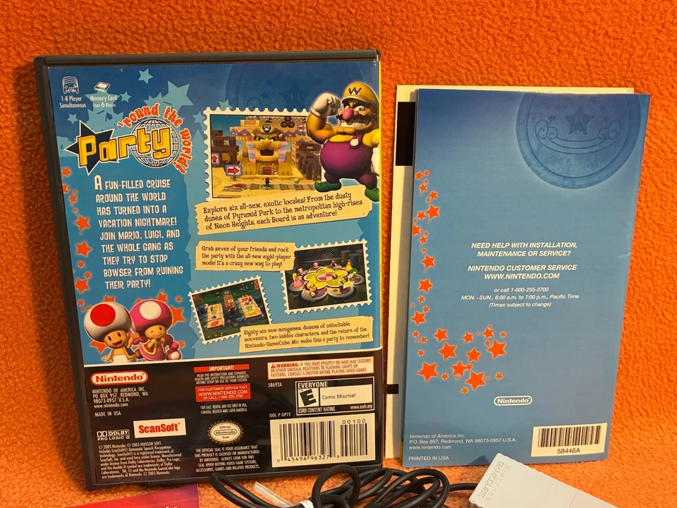 Mario Party 7 Nintendo GameCube Black Label Inserts Complete Mic Microphone! - Image 4 of 4