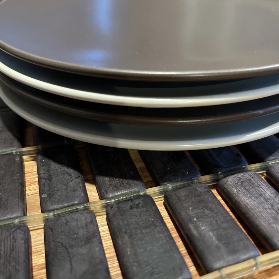 IKEA of Sweden 12011 Matte Sand& Brown Salad Plates 8” Round Set of 4 - Image 3 of 4