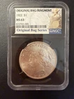 1922 Peace Dollar Original Bag Fragment Label NGC MS63