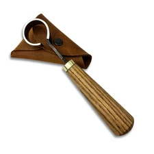 Hand-Forged Scorp Knife. Round Spoon Carving Tool. Ash Handle. Gift for Him.