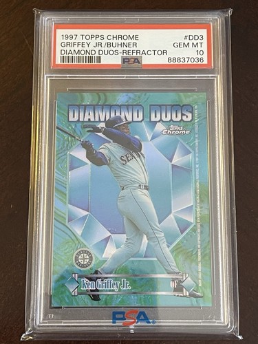 1997 Topps Chrome Ken Griffey Jr Jay Buhner Diamond Duos #DD3 REFRACTOR PSA 10