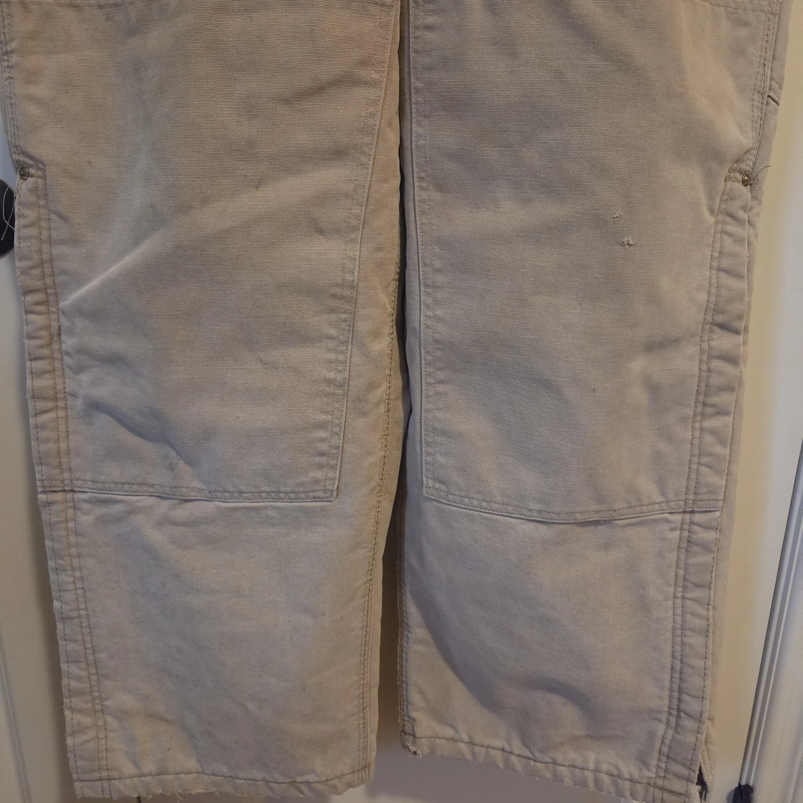 Vintage Carhartt Quilt Lined Double Knee Duck Bib Overalls Brown No Tag Workwear image 16