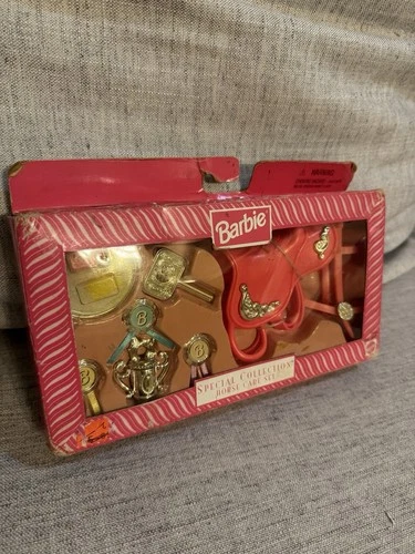 Vintage 1996 Barbie Pretty Treasures Horse Care  Saddle Set NIB NEW Box As Is