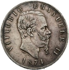 Milano Regno d'Italia 5 lire 1874 Vittorio Emanuele II BB/QSPL