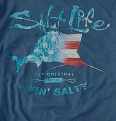 Salt Life Amerisail Graphic Long Sleeve Pocket T-Shirt - Men's XL 2XL Large, Washed Navy