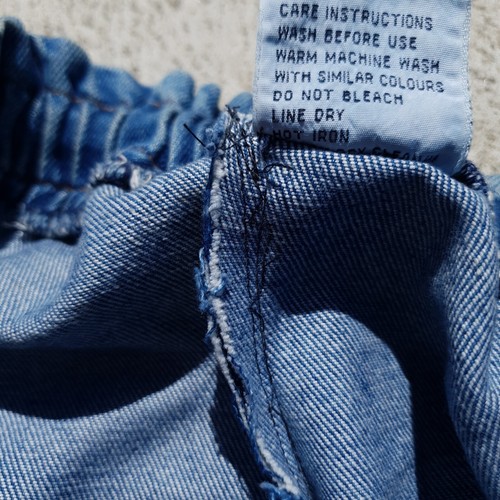 Vintage 2000s Elastic Waist Denim Jeans Youth Size 14 Blue Tapered Pants Kids - Picture 13 of 14