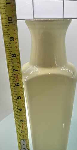 Vintage Vase Light Butter Yellow Pottery Vase Square Bottom - Picture 7 of 7