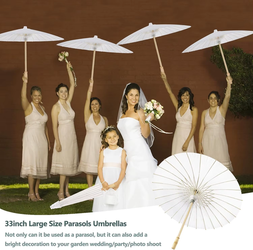 10Pcs White Paper Umbrellas 40/60/80cm – Japanese Oiled Parasol for DIY Painting - Picture 6 of 9