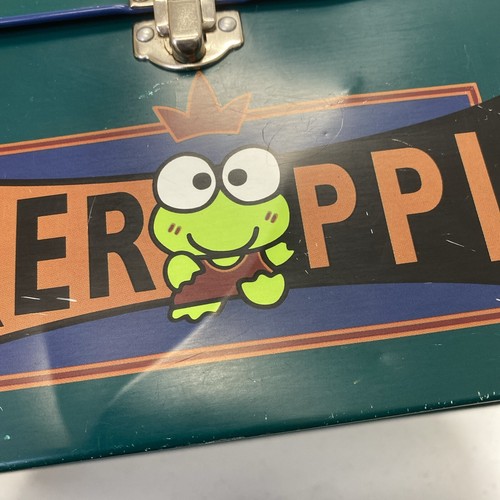 Vintage 1995 Sanrio Keroppi Frog Metal Green Tin Handle Storage Case Lunch Box - Picture 11 of 12