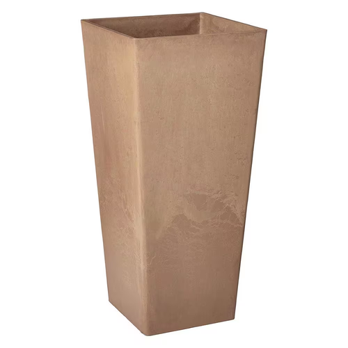 Tall Square Flower Pot Planter, 13 in. x 13 in. x 28 in. Taupe Indoor Outdoor