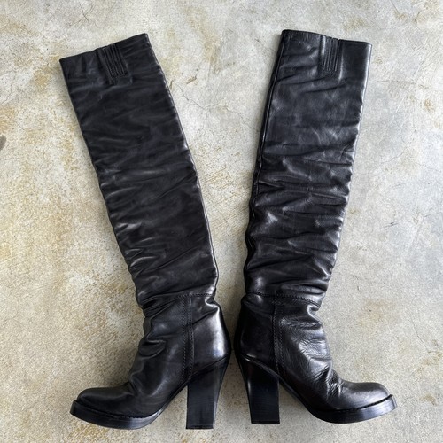 Haider Ackermann Fall/Winter 2009 Black Leather Over The Knee Boots Size 36 - Picture 6 of 21