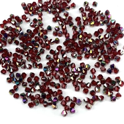 Czech MC Bicone Crystal Beads Light Siam Vitrail red green Rondelle 3mm 4mm 6mm