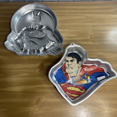 Set of 2 DC Wilton Superhero Cake Pans Batman Superman | eBay