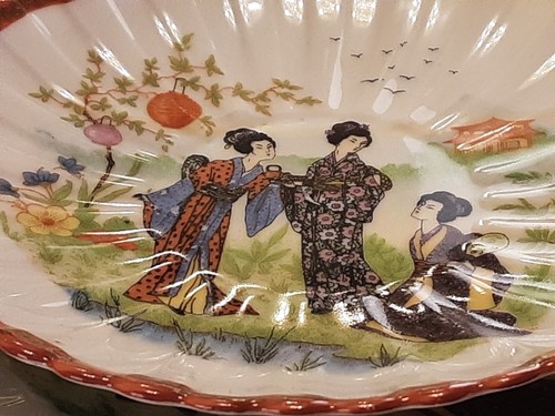 Antikes Teetasse-Gedeck 3 tg. Porzellan TUPPACK Tiefenfurt Geishas ca 1930 neuw - Bild 6 von 19