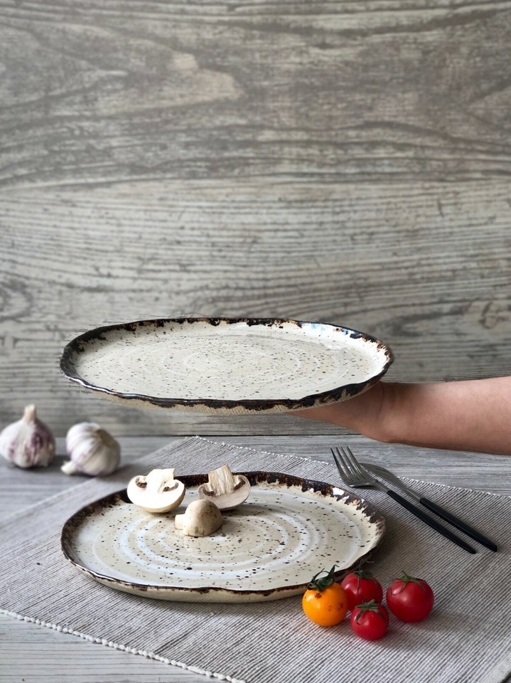 Rustic Ceramic Dinnerware Set Stoneware Dinner Cereal Pasta Salad Plate ...