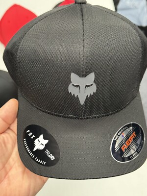 Fox Racing Flexfit Hat Black Charcoal Gray Logo Adult Cap Small/M