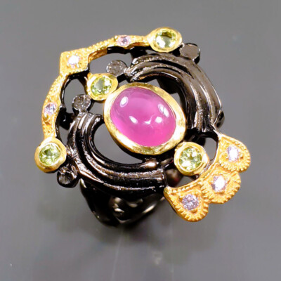 Fine Art Heated Ruby Ring 925 Sterling Silver Size 6 /B-R0513