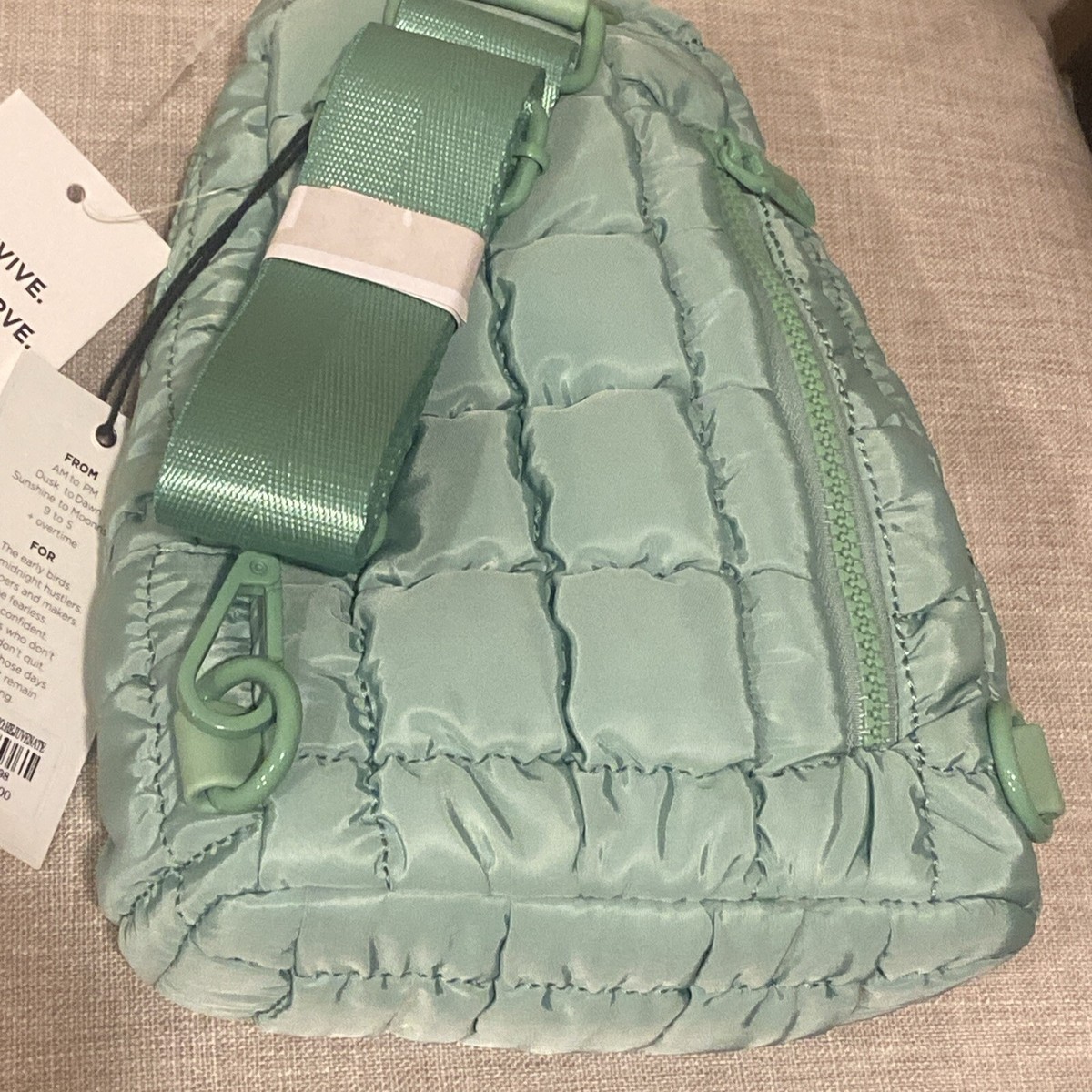 Sol and Selene Rejuvenate Quilted Puffy Sling Pack Bag Pistachio Green Backpack Sol and Selene Rejuvenate Quilted Sling Pack Bag Pistachio  main image 4