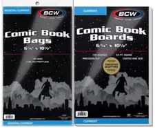BCW Comic Book Bags (Modern/Current) and Boards (100 pack) Acid Free - Archival