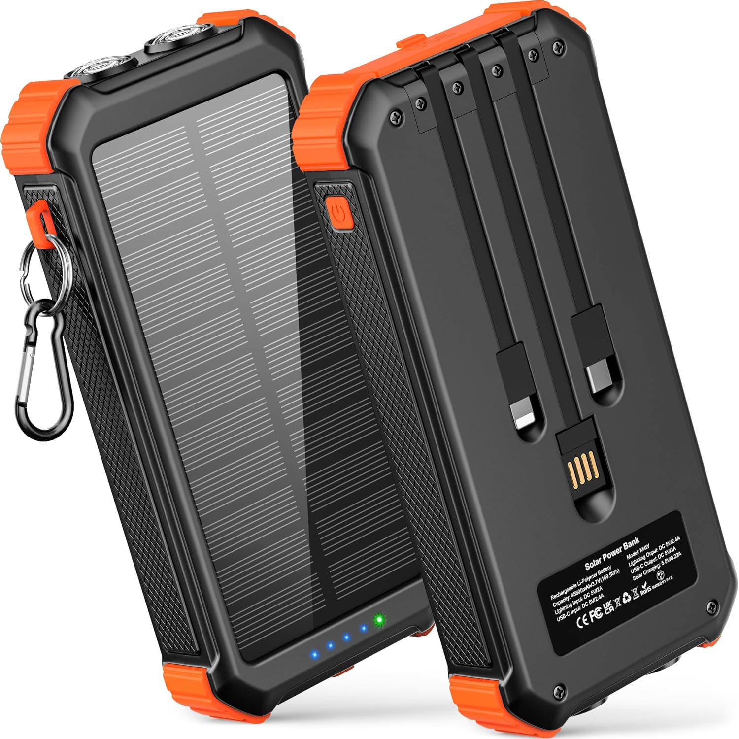 45800mAh Solar Power Bank with USB-C In/Output for Portable Charging