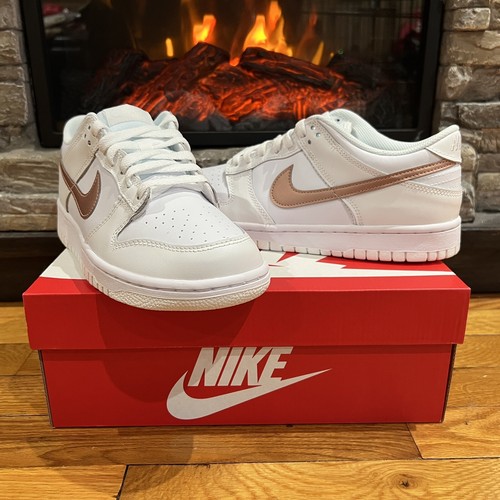 NIKE Dunk Low White Gold Rose Pink DH9765-100 GS 7Y/8.5 Women | eBay