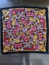 Vintage Berkshire Floral Print Scarf Wrap Flowers Purple Gold Fruit Italy