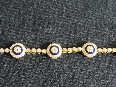 New 925 Sterling Silver Round Evil Eye Charm Slider Tennis Bracelet Color Gold