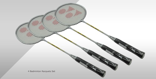 Yonex 4 Players Badminton Racquet Set Racket - Shuttlecocks -Net - Poles - Bag - Picture 4 of 5