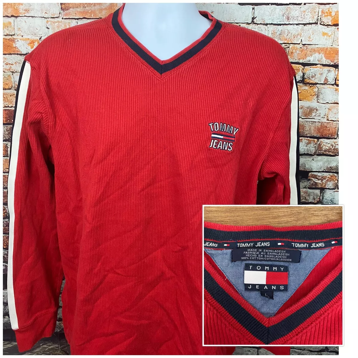 Tommy jeans sweater hot sale red