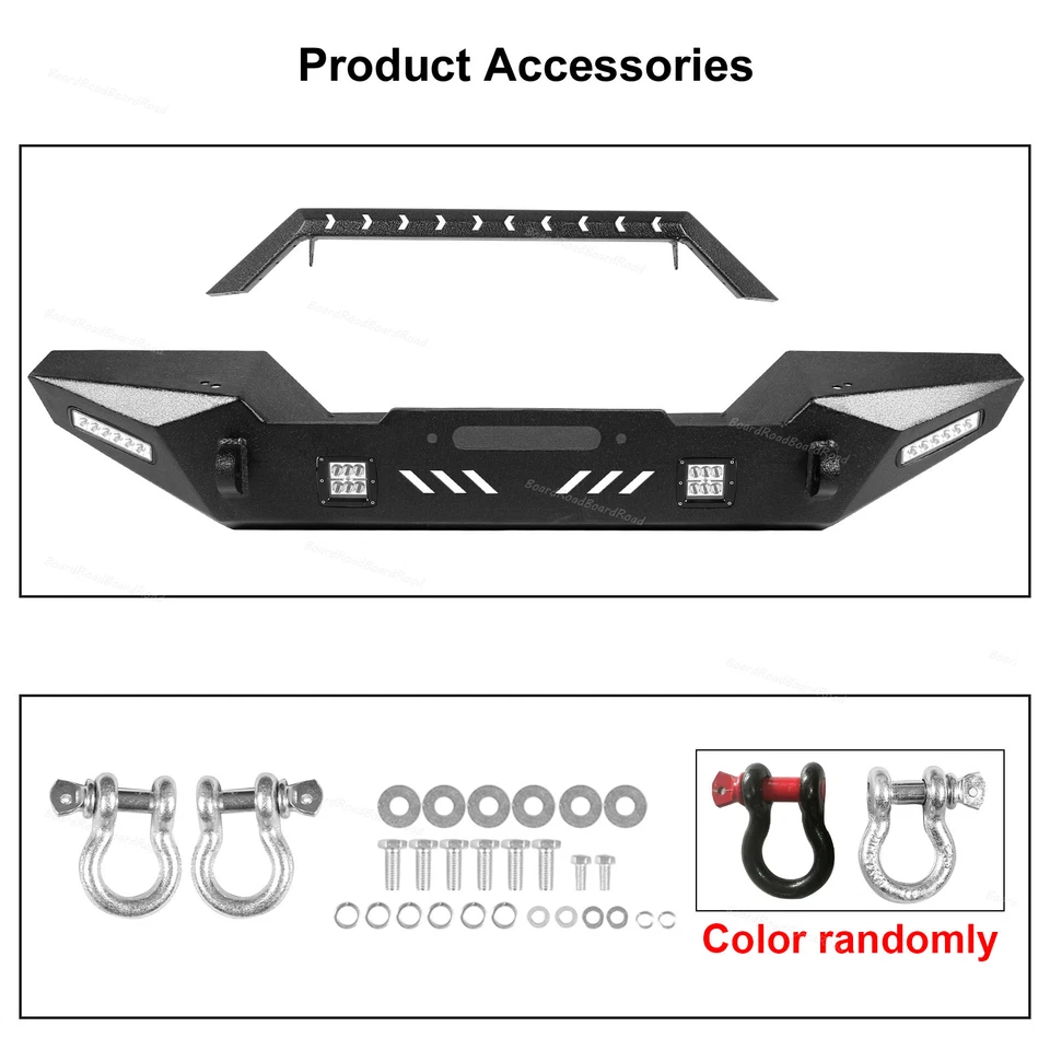 Front/Rear Bumper w/ Lights & D-Rings Winch Plate Fits 87-06 Jeep Wrangler TJ YJ Foto 4 de 4