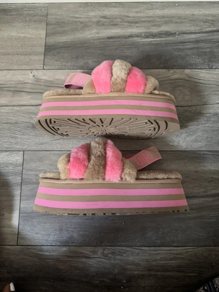 UGG Mujer Disco Slide Sandalias Mujer’s 8 Colores: Castaño/Rosa Rosa Combo Foto 2 de 4