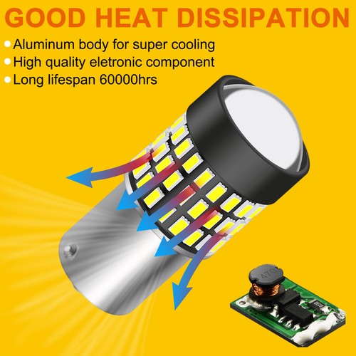 White 6000K 1156 7506 LED Reverse Backup Light Bulbs 78SMD Canbus Error Free - Picture 6 of 11