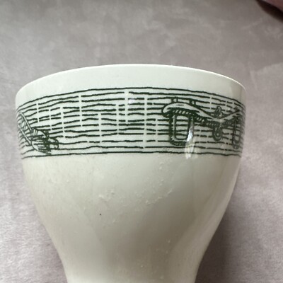 Currier & Ives Green Flat Cup Stagecoach Design by SCIO 2-3/4'' Old Vintage MCM