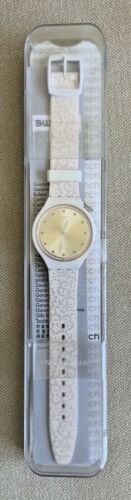 Swatch Skindentelle Silver Face Pink White band (SVOW102) Brand New In Box