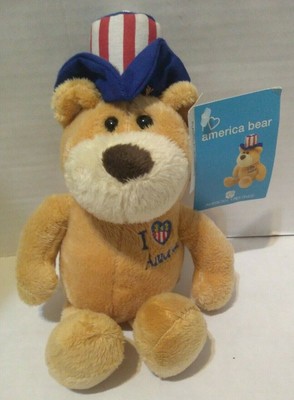 NWT American Greetings I HEART LOVE GREAT AMERICA BEAR USA UNCLE SAM PLUSH TOY! | eBay