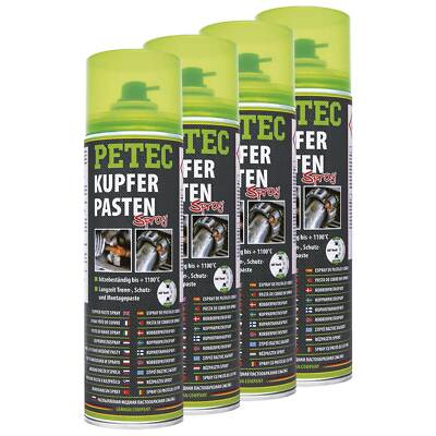 Kupfer Paste Kupferpasten Spray Cooper Bremsenspray Flanch PETEC 70350 4X 500 ml
