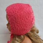 Knitted bonnet for babies with leaf pattern and garter stitch Pink Size 5-8 Mnts — photo 7