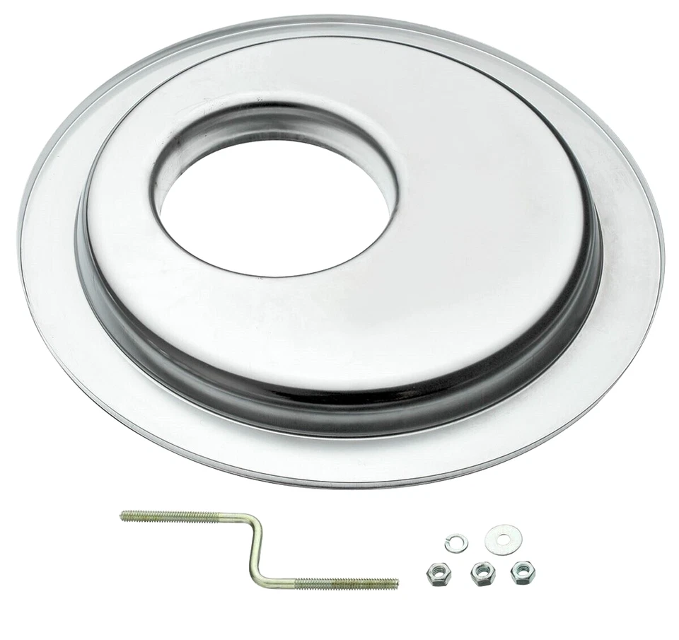 Juego de purificador de aire 14" x 3" muscle car style base desplazada HEI Chevy Ford Mopar cromado Foto 2 de 2