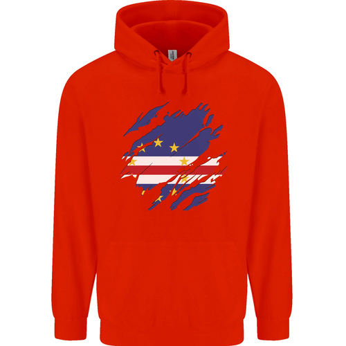 Torn Cape Verde Flag Verdean Day Football Childrens Kids Hoodie - Picture 22 of 88