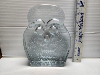 Vintage Blenko Art Glass Crystal Owl BookEnd Flawless Shape